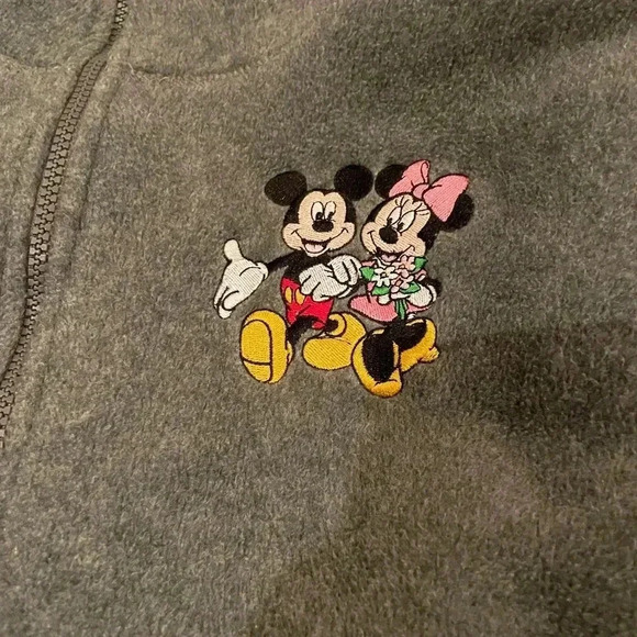 Disney Micky & Minnie Mouse Vintage Grey w sherpa fleece zippered jacket XL - Picture 2 of 11